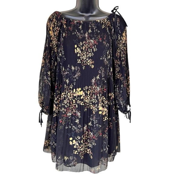 Aritzia Raison Off Shoulder Pleated Floral Whimsigoth Dress - Picture 1 of 11